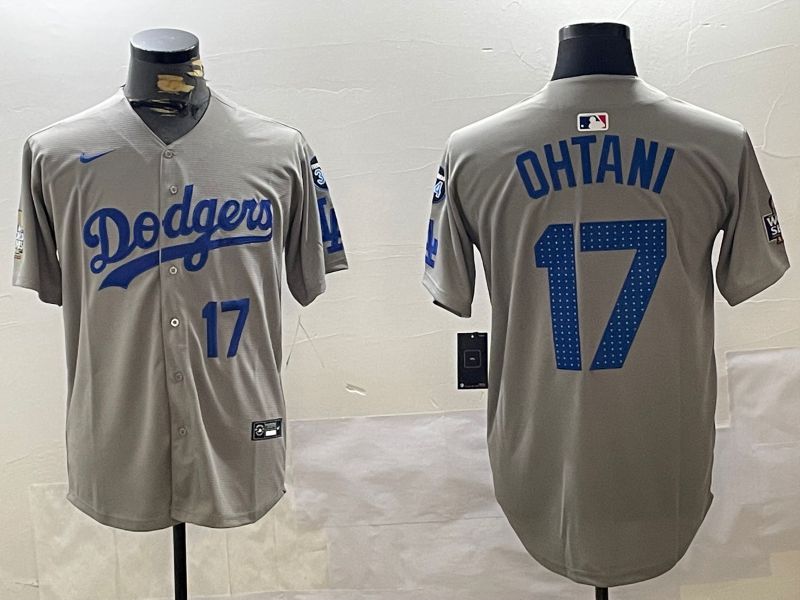 Men Los Angeles Dodgers #17 Ohtani Grey Game 2024 Nike MLB Jersey style 112011->los angeles dodgers->MLB Jersey